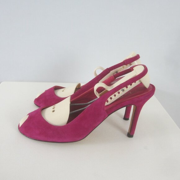 LK Bennett Womens 8 Purple Suede Slingback Pumps Peep Toe Heels Made Spain EU 39 - Picture 2 of 11